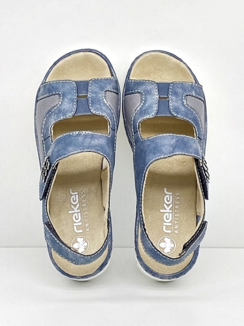 V1389-12 Rieker damskie sandały na haluksy, niebieskie